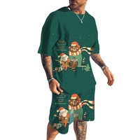 Nouvelle saison 100% polyester impression t-shirt shorts deux pièces costumes hommes ensembles de noël