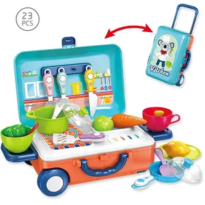 Jogo de brinquedo de cozinha 2 em 1, para crianças, brinquedo culinário e caseiro