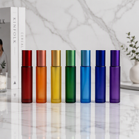 Flacon roll-on en verre givré noir mat de 10 ml pour huiles essentielles et parfums, avec bouchon en aluminium et bille roulante en acier