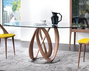 Juego de Comedor de Madera Maciza con Pata de Pedestal Diseño Redondo Moderno para 8 Personas para Bar en Casa o Sala de Estar - Product Image 6