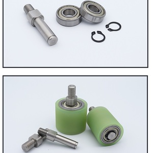 Con lăn cao su polyurethane đôi mang Con lăn dẫn hướng dọc với thép không gỉ một bên ngoài vít không có cuộn hạt điện - Product Image 6