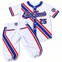 Maillot de baseball professionnel OEM en tissu sergé respirant avec impression par sublimation personnalisée et patchs appliqués bicolores