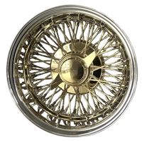 Nouvelle jante en fil d'acier 13x7 Or Titane à 72 rayons croisés inversés avec spinner à 2 barres