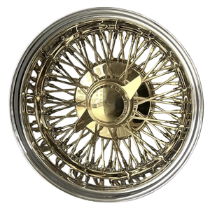 Nuevo Rin <span class=keywords><strong>de</strong></span> Acero <span class=keywords><strong>de</strong></span> 13x7 con Centro Dorado <span class=keywords><strong>de</strong></span> Titanio, 72 Radios Cruzados Invertidos y 2 Barras con Spinner Desmontable - Product Image 3