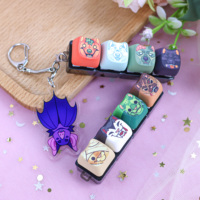 Porte-clés personnalisé en forme de chat, en acrylique, avec LED, jouet anti-stress, design anime, forme de clavier