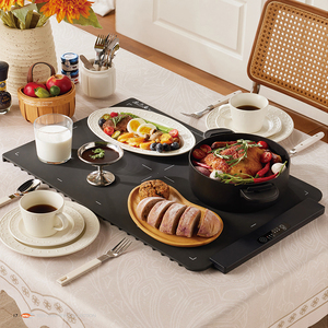 <span class=keywords><strong>Plaque</strong></span> chauffante électronique plate 400W, plateau chauffant électrique extra long, solide, luxueux, en noir - Product Image 2