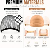 Lot de 3 bonnets pour perruques Eboot (beige nude et maille noire) (3 bonnets pour perruques)
