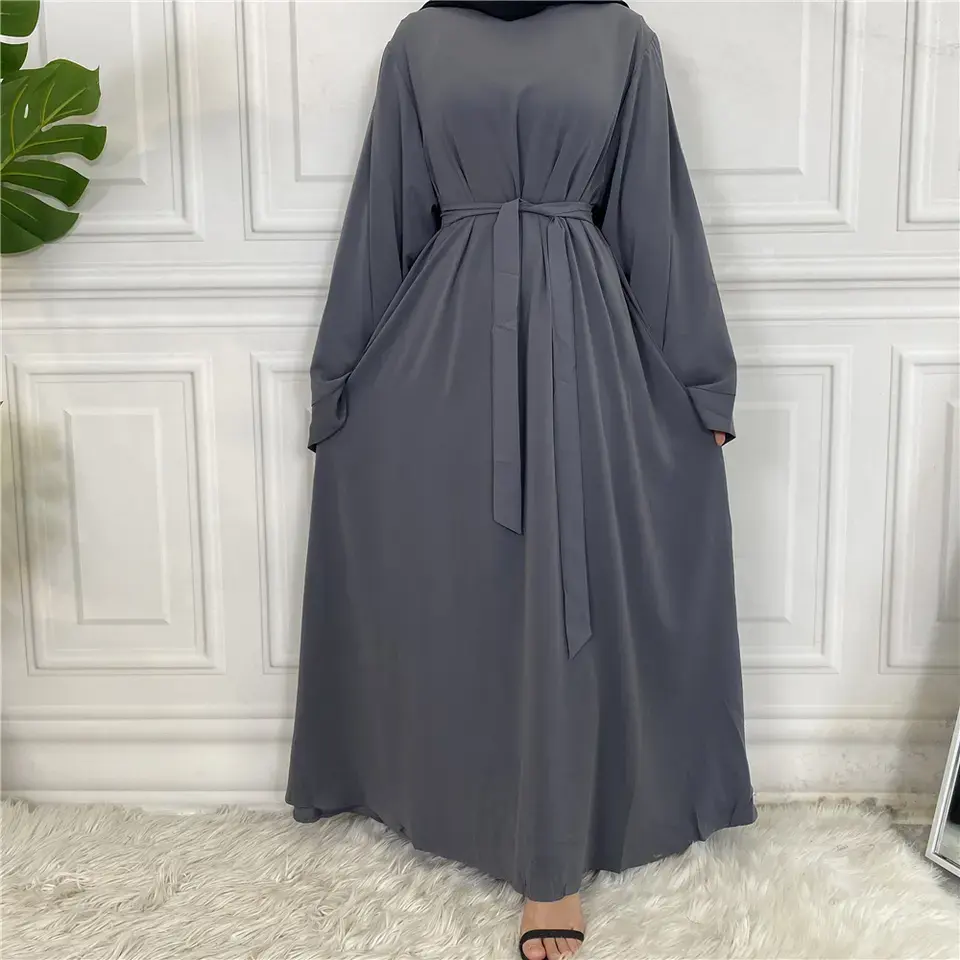 EID Abaya Dubai Turkey Solid Color Simple Modest Kaftan Islamic Clothing Abaya Muslim Dresses For Women