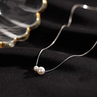Collier pendentif boule en argent sterling S925 avec perle d'eau douce Edison de qualité AAAA, plaqué platine blanc, pour femme, mariage, minimaliste