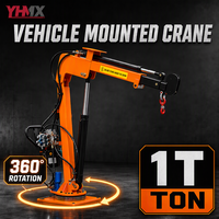 Mini-grue montée sur camionnette de 1 tonne avec rotation à 360 degrés, grue de levage électrique pliable 12V/24V pour le chargement et le déchargement de marchandises