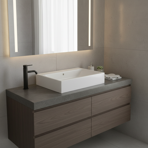 Kamalu KLIT600SS 60 cm in tinta unita Design moderno bagno lavello lavabo in pietra naturale lavabo a mano finitura opaca per il lavaggio - Product Image 3