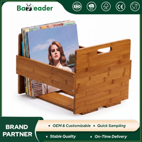 Support de disques vinyles en bambou carbonisé personnalisable, porte-revues, étagère de rangement de bureau, présentoir de vinyles pour les amateurs de musique