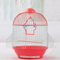 Cage à oiseaux ronde avec mangeoire, ensemble complet, cage à oiseaux en plastique, cage à oiseaux pour petits animaux, ventilation complète, détachable