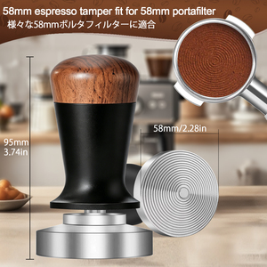 Prensador de Café Espresso de Madera de Nogal y Aleación de Aluminio de 51 mm con Logotipo Personalizado, Distribuidor y Nivelador Profesional, Accesorios para Baristas - Product Image 3