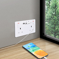 Prise murale Double interrupteur avec 2usb et 1 Type C charge rapide 13 Amp 2 gangs prise électrique blanche