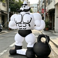 Homme musclé gonflable géant, figurine de bodybuilder gonflable avec lumières LED, logo personnalisé, modèle de homme fort pour la publicité en salle de sport/les fêtes