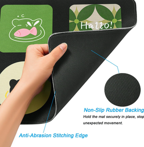 XXL Black Cat Desk Mat 31.5x11.8 in Cute <strong>Kawaii</strong> Gaming Mouse Pad Stitched Edge, Green Aesthetic Accessories Computer <strong>Keyboard</strong> - Product Image 3