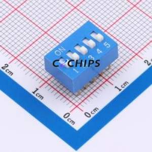 DS-5-B-T DIP Switch Through hole Component (THT),P=2.54mm Switch Flat Toggle, Raised Type Single Pole Single Throw 5 2.54mm - Product Image 1