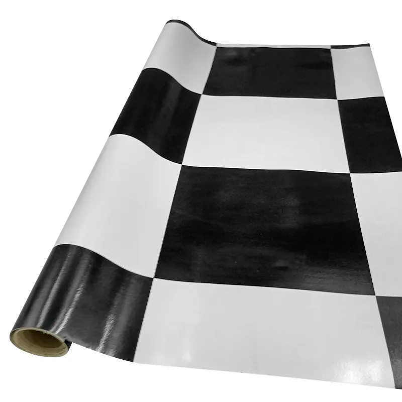 काले और सफेद बिसात गर्म बिक्री फर्श Vinyl प्लास्टिक फर्श पीवीसी लिनोलियम रोल फर्श को कवर कालीन शीट चटाई टुकड़े टुकड़े