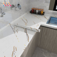 Papier peint autocollant en vinyle imperméable, motif géométrique marbré, résistant à l'huile, décoration de salle de bain et de cuisine, amovible, largeur 60 cm