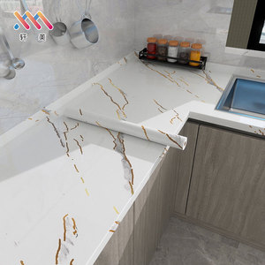 ไวนิลกันน้ำมีกาวในตัวเรขาคณิตลายหินอ่อนวอลล์เปเปอร์สติกเกอร์กันน้ำมันห้องน้ำตกแต่งห้องครัวที่ถอดออกได้ความกว้าง 60 ซม. - Product Image 2