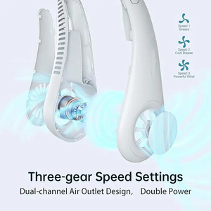 Ventilateur de cou portable X5 pour personne paresseuse, 3 vitesses de vent, 600 mAh rechargeable, tour de cou en silicone souple, ventilateur turbo sans pales - Product Image 5