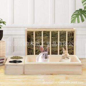 Mangeoire à foin en bois pour lapins, support à foin détachable, outil d'alimentation multi-combinaisons pour petits animaux - Product Image 1