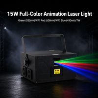 Lumière laser d'animation couleur pleine 15W, IP20, contrôle DMX512, éclairage laser RGB pour scène, discothèque, bar, spectacle