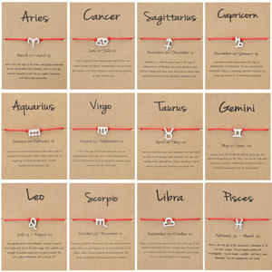 Pulsera de plata y oro con signo del zodiaco, horóscopo, cuerda trenzada ajustable, amistad, joyería de regalo, 12 Uds., venta al <span class=keywords><strong>por</strong></span> mayor - Product Image 6