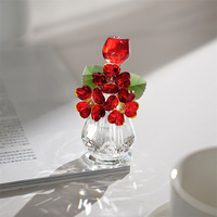 Vase sculpté en cristal K9 de luxe en forme de rose et de grenade pour présentoir de boutique, figurine d'art abstrait, présentoir de comptoir à bijoux