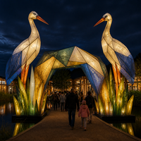 Expositions de lanternes géométriques sur le thème des animaux pour les sentiers lumineux des zoos et les parcs de faune sauvage