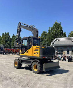 Excavadora de ruedas HAIJU de 8 toneladas, bajo costo, HJW85 4WD, certificación CE, cucharón de 0.28m³, bajo mantenimiento, gran fuerza de excavación para trabajos en carreteras - Product Image 2