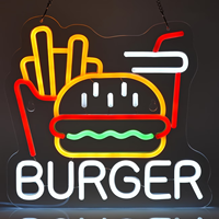 Enseigne néon personnalisée « Open Burgers » en acrylique, lampe néon pour devanture de restaurant de burgers, décoration murale pour entreprise
