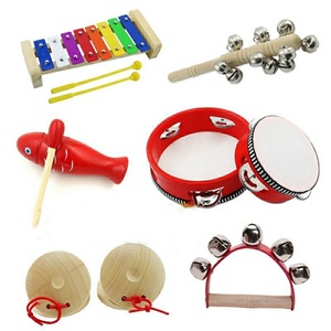 Wholesale Wooden <b>Music</b> Orff Percussion <b>Instrument</b> Set With Xylophone Castanet Tambourine Wooden Fish Hand Shaker Teaching AIDS - Product Image 1
