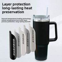 Gobelet isotherme en acier inoxydable H2.0 de 40 oz avec logo personnalisé, classique et luxueux, pour l'extérieur, avec poignée et paille, idéal pour les cadeaux d'affaires