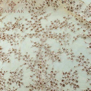 Happeak Hot Bán hoa thêu vải tuyn sequin ren lưới vải cho váy cưới - Product Image 4