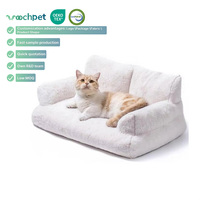 Cama para Mascotas de Felpa Crema de Lujo Moderna Personalizada por el Fabricante, Cama para Perros y Gatos Lavable, Suave, Acogedora, con 3 Lados Acolchados