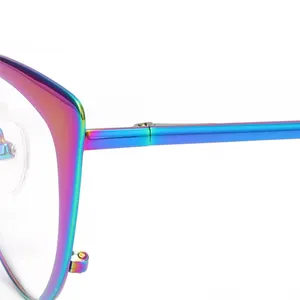 High Quality Women Cat Eye Anti Blue Light Glasses Ins Style Colorful Metal Glasses Frames