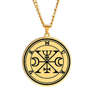 Sceaux d'or des 72 esprits, la clé inférieure de Salomon, le roi Asmoday, origines du démon, goétie 49-60, collier pendentif en acier inoxydable - Product Image 5