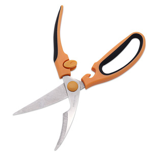 Yangjiang <b>Kitchen</b> <b>Scissors</b> Stainless Steel Orange Black Handle Household Use Elbow Shape Bulk Specification - Product Image 2