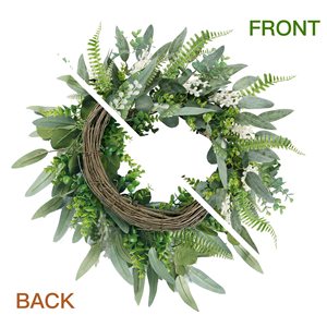 Guirlande de bienvenue 45 cm en eucalyptus et fougères artificielles, décoration de porte pour le printemps et l'été, maison, mariage, extérieur - Product Image 3