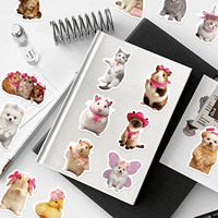 54 pegatinas de vinilo impermeables con diseño de animales y lazos rosas de dibujos animados para guitarra, cuaderno, equipaje, regalo DIY