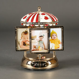 Sáng Tạo Hợp kim kẽm vàng bạc <span class=keywords><strong>Carousel</strong></span> hộp nhạc kết hợp khung ảnh studio Khung ảnh cưới - Product Image 4