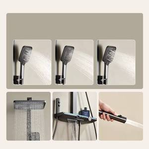 Sistema de ducha y grifería digital moderno de pared con columna mezcladora y estante de almacenamiento - Product Image 6