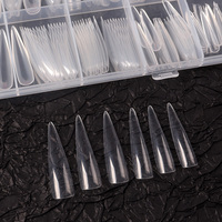 TSZS Haute Qualité Stiletto Doux Gel Conseils 240 pcs/boîte 12 Tailles Extra Long Transparent Couverture Complète Doux Gel Conseils Ongles En Gros