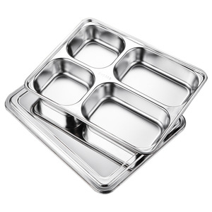 Stainless Steel Food Tray 304 With Compartments For Home And Canteen Use - Product Image 1