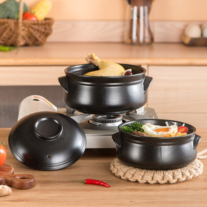 Casserole en grès <span class=keywords><strong>noir</strong></span> de style coréen, pot à ragoût en céramique résistant aux hautes températures pour usage domestique et commercial - Product Image 4