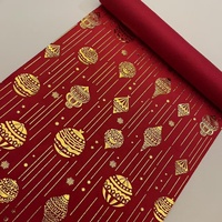 Nappe jetable personnalisable en velours rouge nordique doré, motif drapeau, pour décoration de Noël GT-01