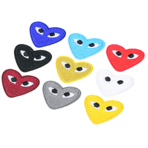 Lot d'accessoires DIY écologiques pour vêtements en jean, patchs thermocollants 3D brodés en forme de cœur et d'œil, motifs dessin animé, avec paillettes, différentes couleurs, pour chapeaux - Product Image 1