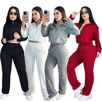 Ensemble Sportswear Décontracté J5272 Automne/Hiver : Sweat à Capuche Zippé Brodé Lettres et Pantalon Large Multi-Poches – 4 Couleurs